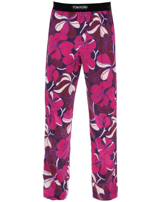 Tom Ford Red Pajama Pants In Floral Silk for men