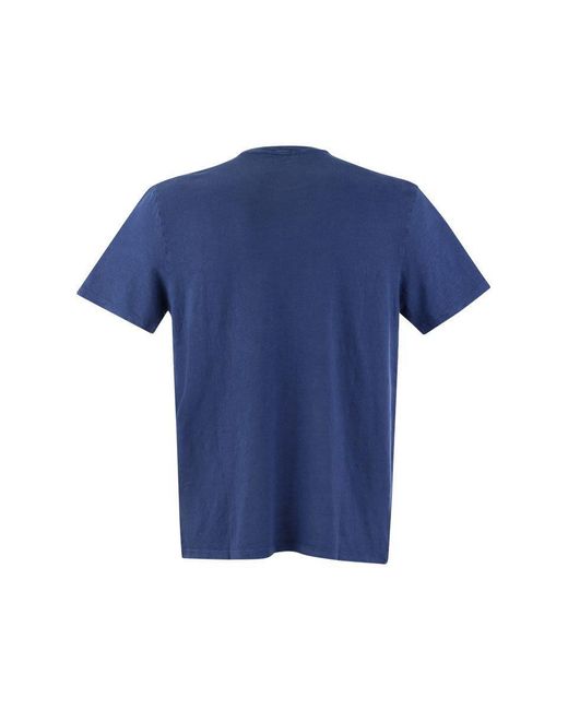 Majestic Filatures Blue Crew-neck Linen T-shirt for men