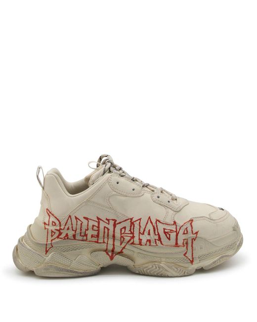 Balenciaga Gray Cream, And Leather Triple S Sneakers for men