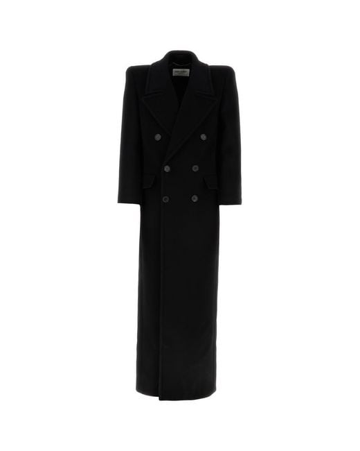 Saint Laurent Black Oversized Coat In Wool for men