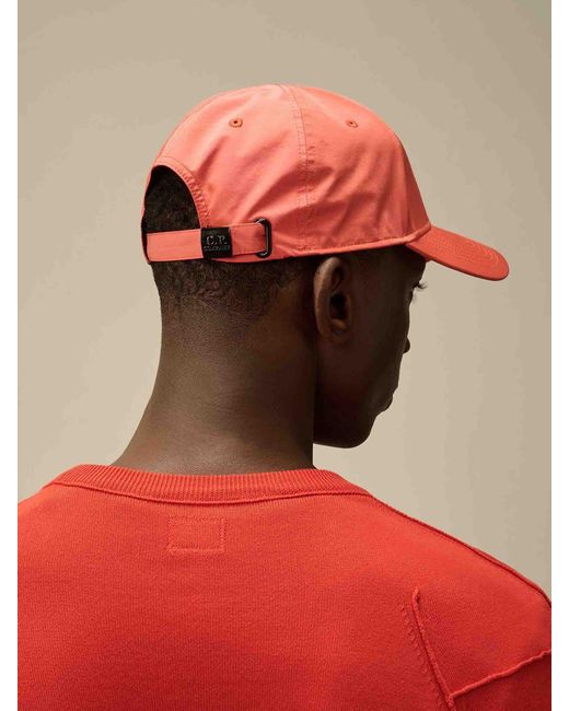 C P Company Orange Gabardine Logo Cap for men