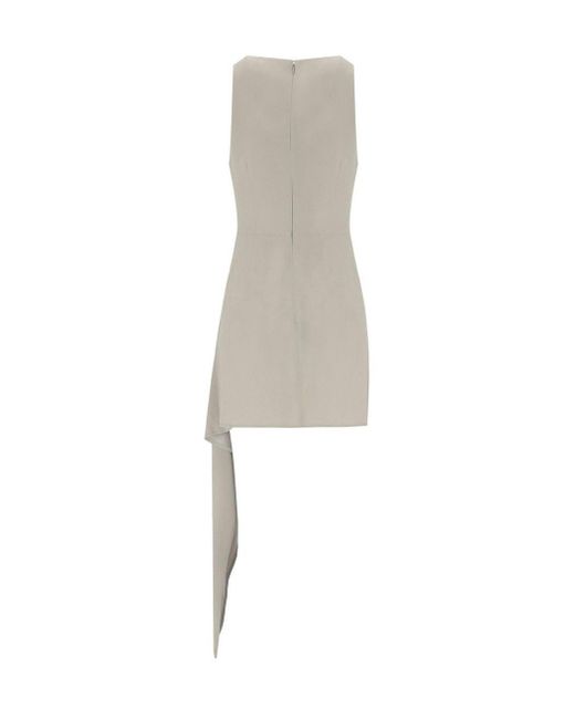Elisabetta Franchi Natural Pearl Grey Asymmetric Dress