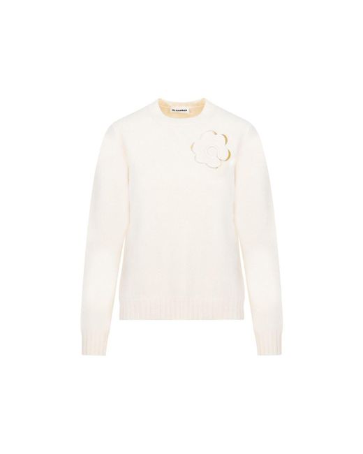 Jil Sander Cn Ls Jumper Sweater in White | Lyst