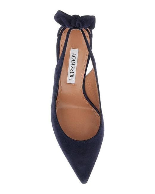 Aquazzura Blue Slingback Pumps With Bow Detail
