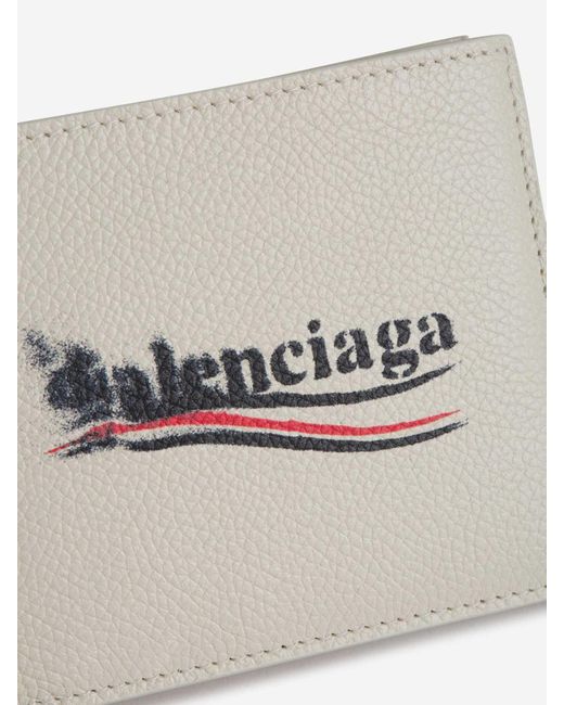 Balenciaga White Logo Leather Wallet for men