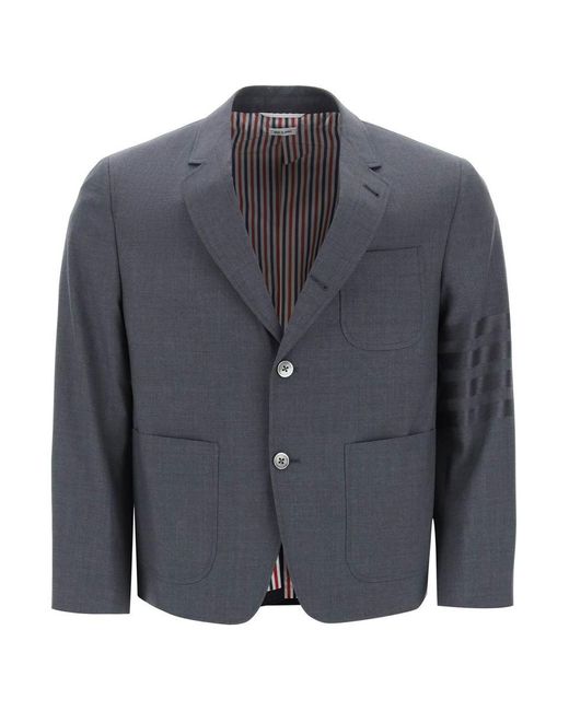 Thom Browne Blue 4 Bar Jacket In Light Wool for men