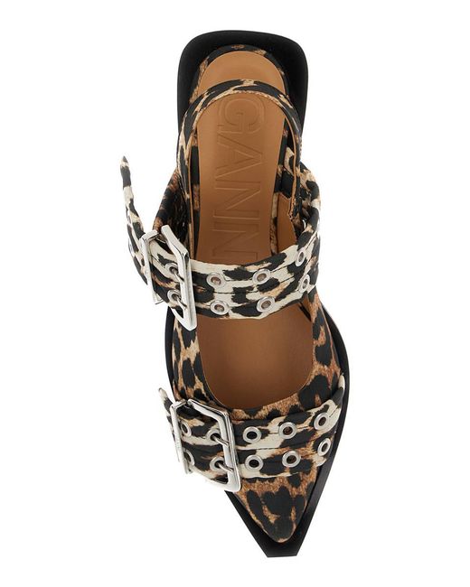 Ganni Brown Feminine Fabric Slingback Pumps