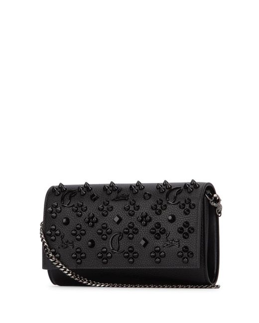 Christian Louboutin Black Leather Wallet-On-Chain Crossbody Bag