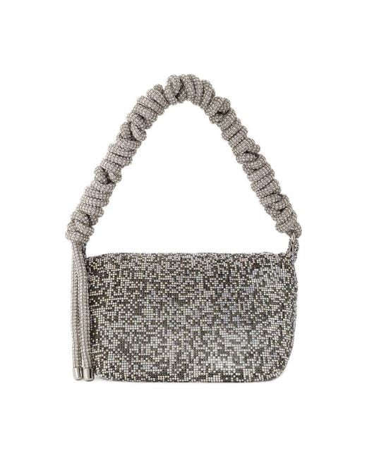 Kara Metallic Crystal Mesh Bag