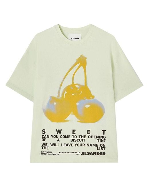 Jil Sander White Printed Cotton T-Shirt