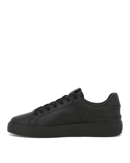 Balmain Black Leather Sneakers With Panels for men
