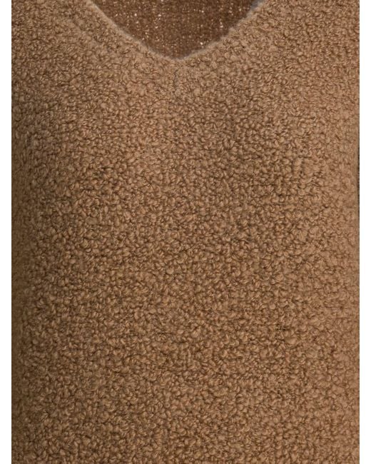 Max Mara Brown Camel And Silk V-Neck Sweater
