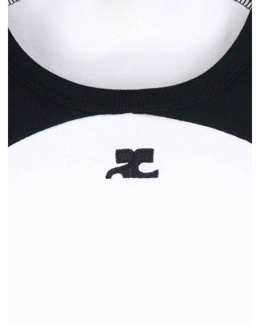 Courreges Black Circle Contrast T-Shirt With Contrast Details