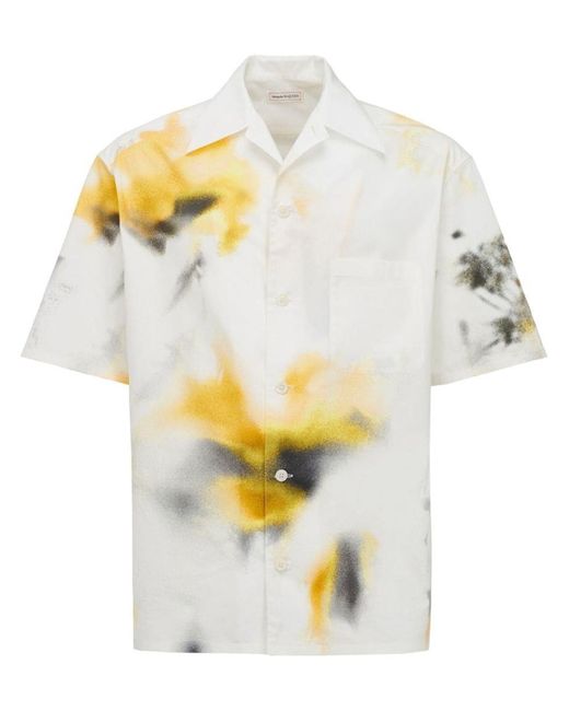 Alexander McQueen White Obscured Flower Shirt for men