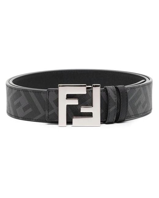 Fendi Black Ff-logo Reversible Leather Belt for men