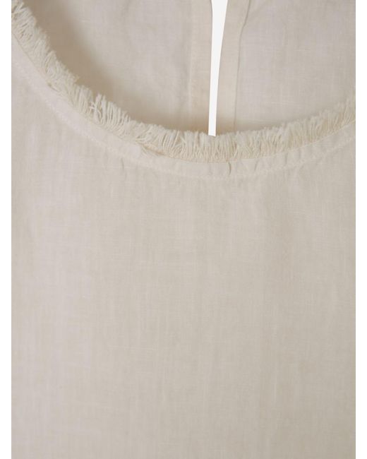 Peserico White Frayed Linen Top