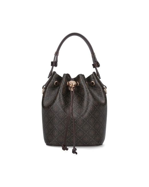 Tory Burch Black "T Monogram" Bucket Bag