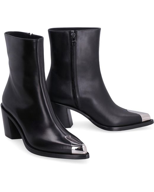 Alexander McQueen Black Punk Leather Ankle Boots