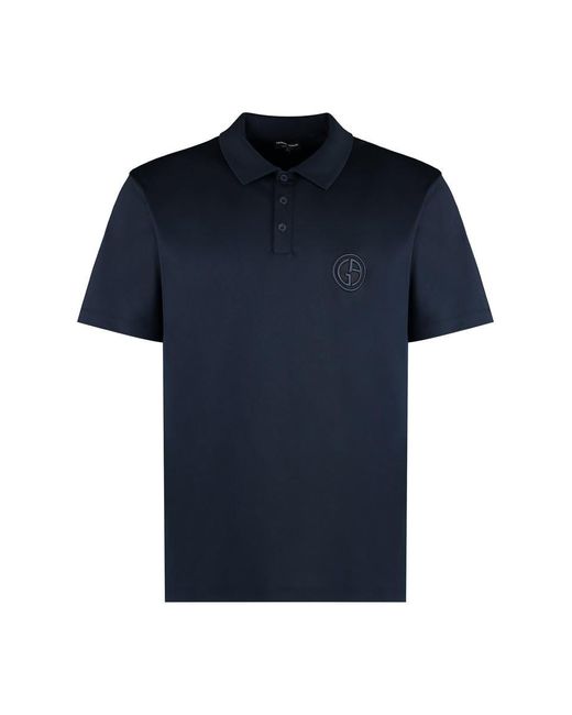 Giorgio Armani Blue Logo Embroidery Polo Shirt for men