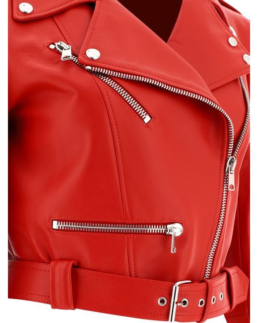 Alexander McQueen Red "Biker Crop" Jacket