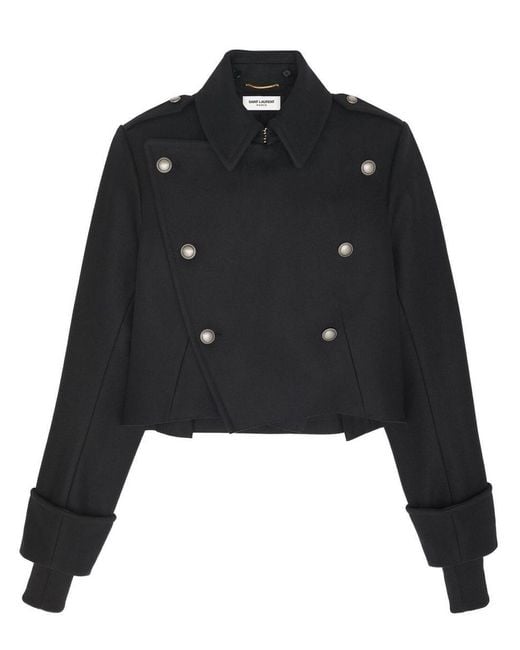 Saint Laurent Black Detachable-hood Military Jacket