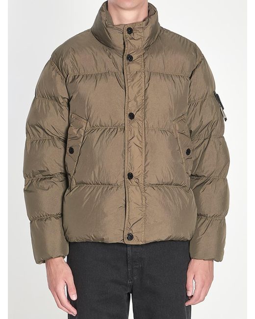 Stone Island Brown Crinkle Reps Ny Puffer Jacket for men
