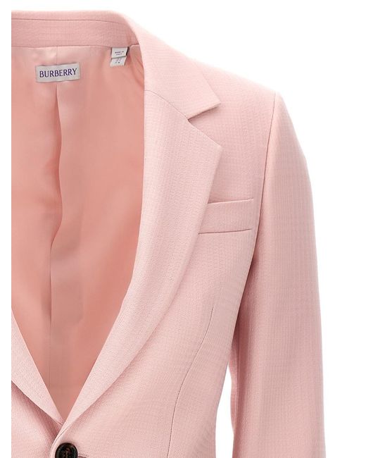 Burberry Pink Single-breasted Tailored Blazer Blazer And Suits