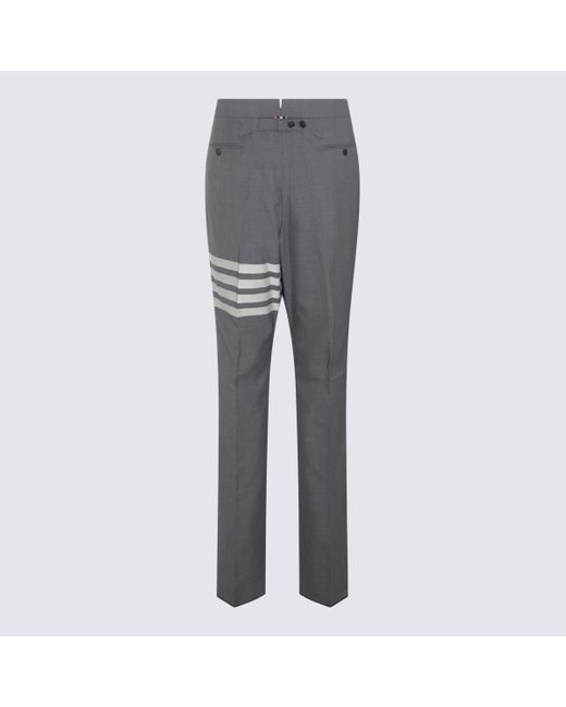 Thom Browne Gray Med Grey Plain Weave 4-bar Trousers for men