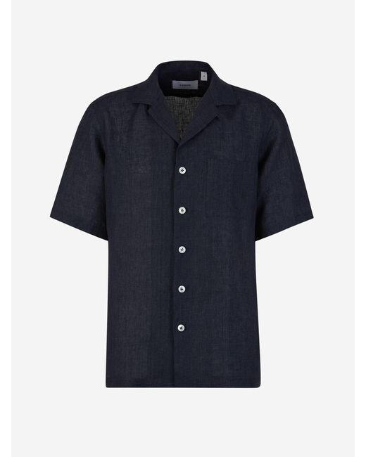Lardini Blue Pocket Linen Shirt for men