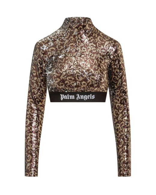 Palm Angels White Top With Sequins