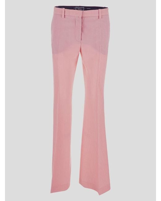 Versace Pink All-over Logo Flared Trousers