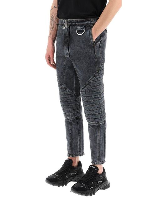 Balmain Blue Jeans With Quilted And Padded Inserts for men