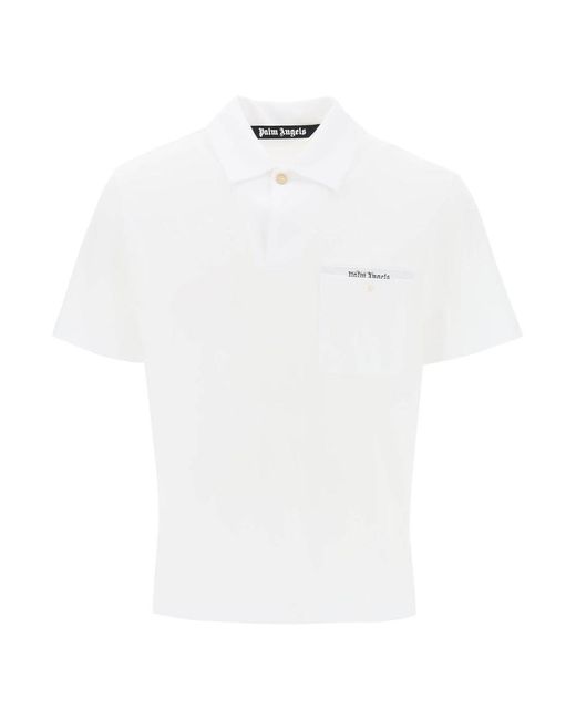 Palm Angels White Sartorial Tape Pique Polo Shirt for men