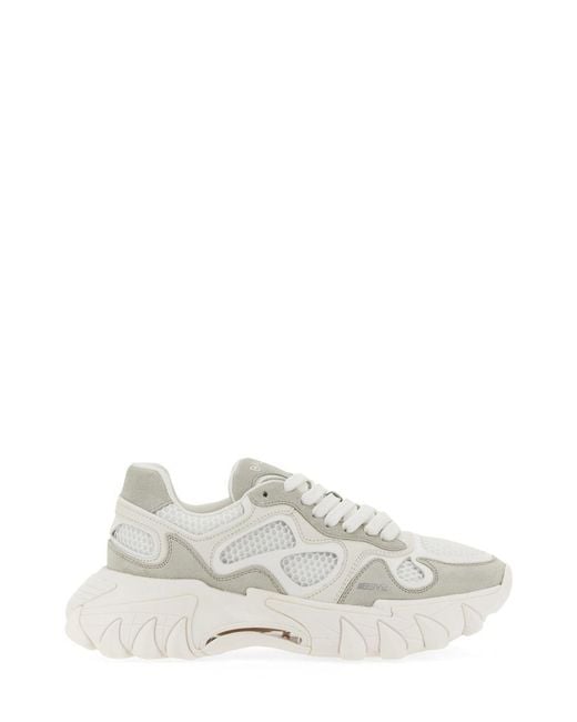 Balmain White Premium Canvas Sneakers.