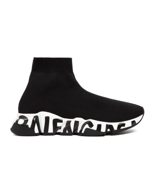 Balenciaga Synthetic Speed Graffiti Sneakers Shoes in Black | Lyst Canada