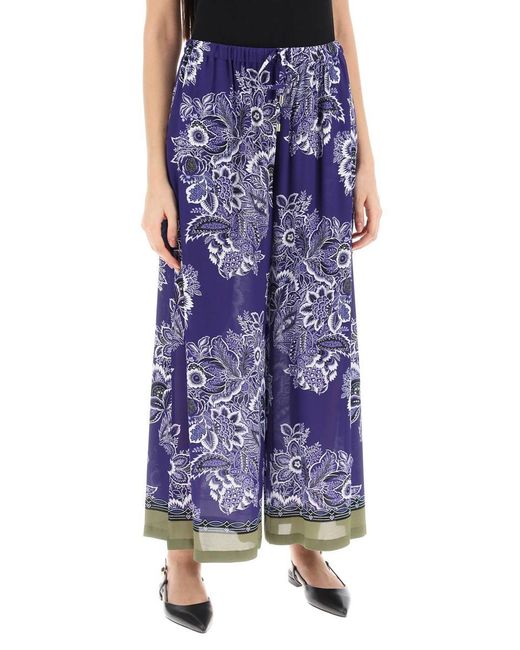 Etro Blue Cropped Palazzo Wide