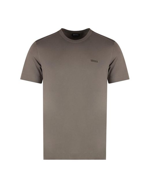 Zegna Gray Cotton Crew-neck T-shirt for men