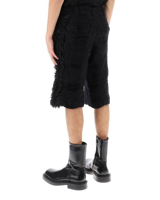 Comme des Garçons Black Fur-Effect Knitted Shorts for men