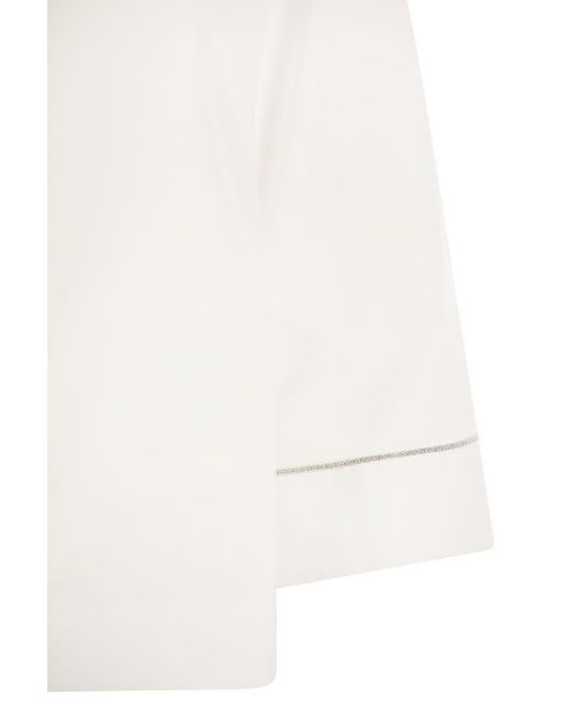 Peserico White Plain Cotton Poplin Shirt