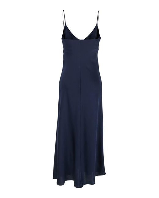 Plain Blue Dress With Thin Straps