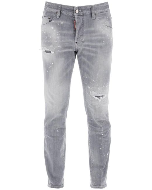 DSquared² Gray Skater Jeans In Grey Spotted Wash for men