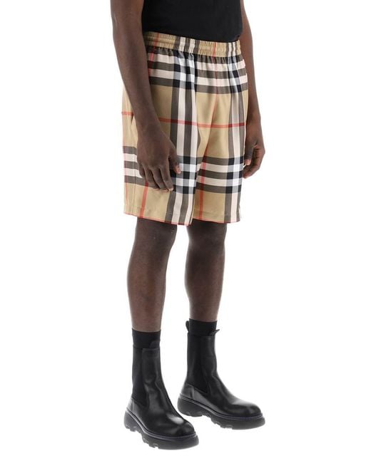 Burberry Multicolor Bradeston Shorts In Check Silk for men