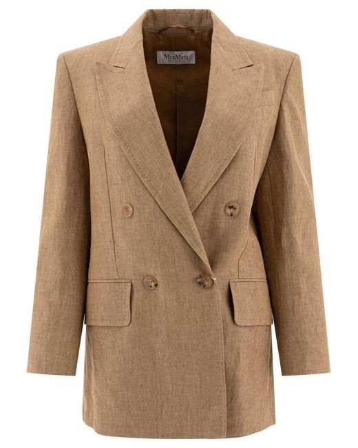Max Mara Natural Collared Button-Up Jacket For