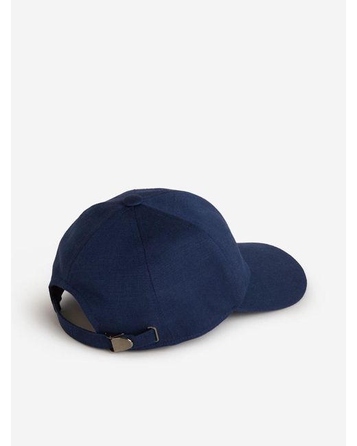 Isaia Blue Linen Baseball Cap for men