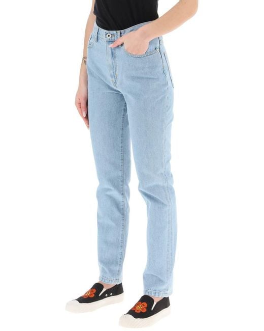 KENZO Blue Straight-leg Bleached Jeans