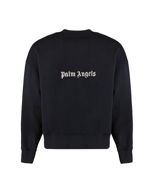 Palm Angels Blue Cotton Crew-Neck Sweatshirt for men