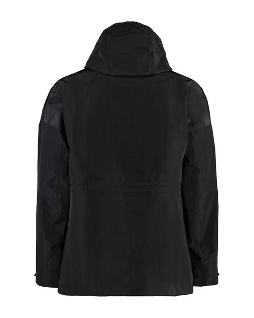 Herno Black Hooded Techno Fabric Raincoat for men