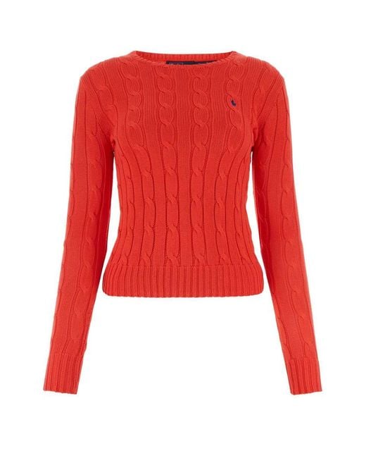 Polo Ralph Lauren Julianna Logo-embroidered Cable-knit Wool And Cashmere-blend Jumper