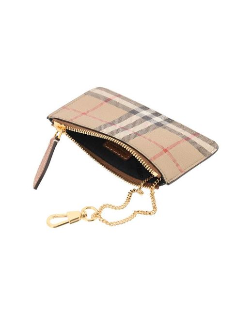 Burberry Natural Check Coin Purse With Strap