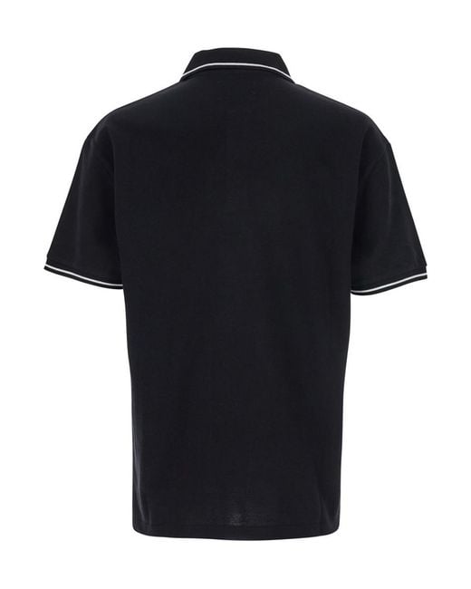 Amiri Black Polo Shirt With Classic Collar And Logo Lettering Embroidery On The Front for men